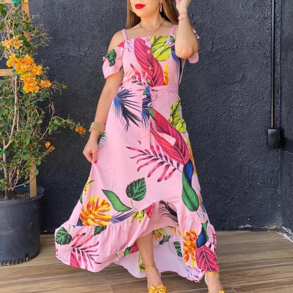 Host Pick! ๐ฅณ๐คฉ Red Leaf pink maxi dress ๐๐ - Picture 2 of 2
